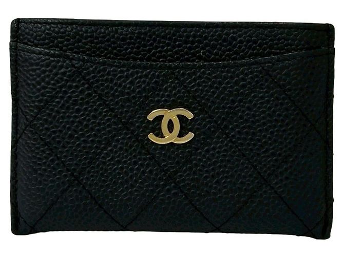 Chanel Black Grained Calfskin Card Case