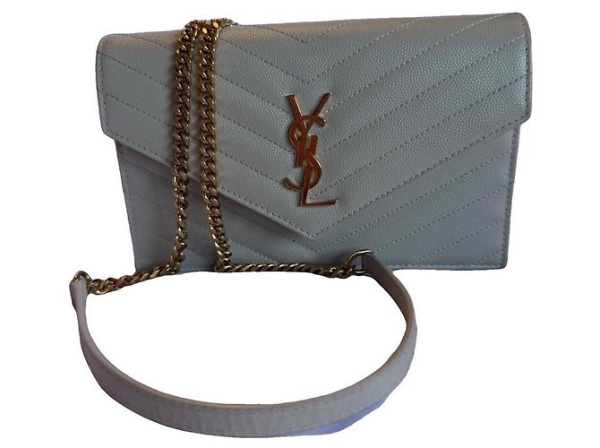 Saint Laurent Monogram Schultertasche Hellgrau