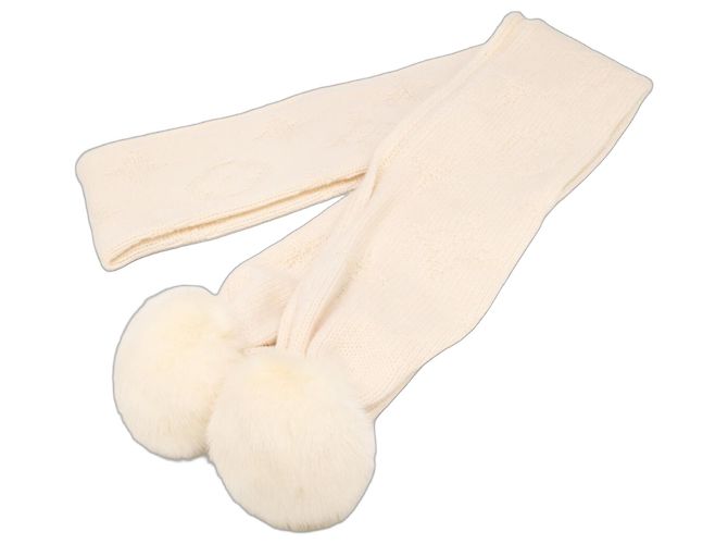 Echarpe de cashmere marfim Louis Vuitton Cru