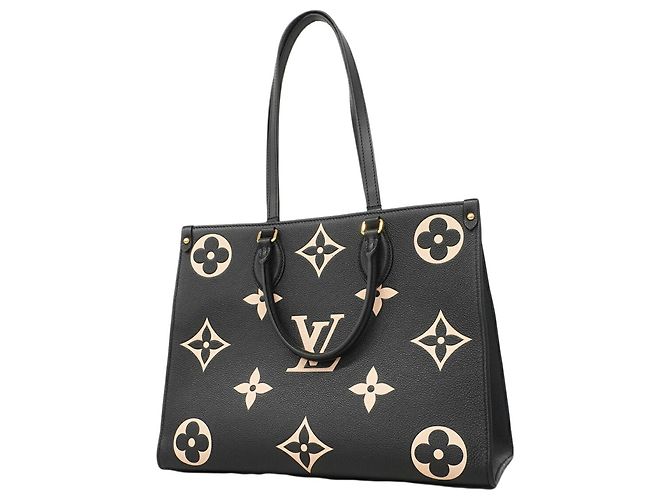 Borsa Tote Louis Vuitton Monogram Empreinte Bicolor OnTheGo MM Nero Beige