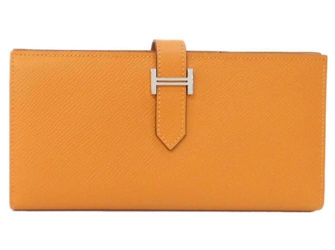 Hermès Hermes Bearn Soufflé Wallet in Orange Epsom Leather