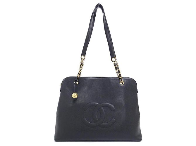 Bolsa de ombro Chanel em couro de vitelo granulado preto
