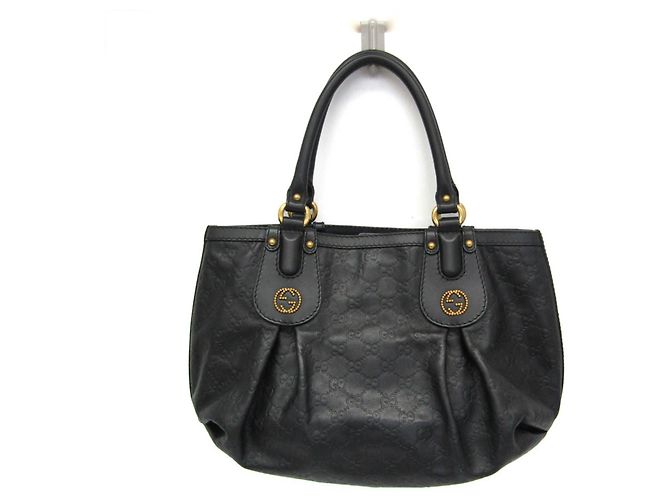 Sac à main Gucci Guccissima en cuir Scarlet avec logo G entrelacé Noir