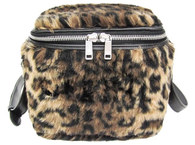 Céline Borsa a Spalla Celine Fluffy Box Leopard Nero Beige 