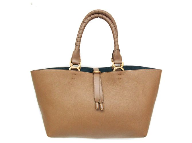 Bolsa Tote de couro Marcy para mulheres Chloé Bege