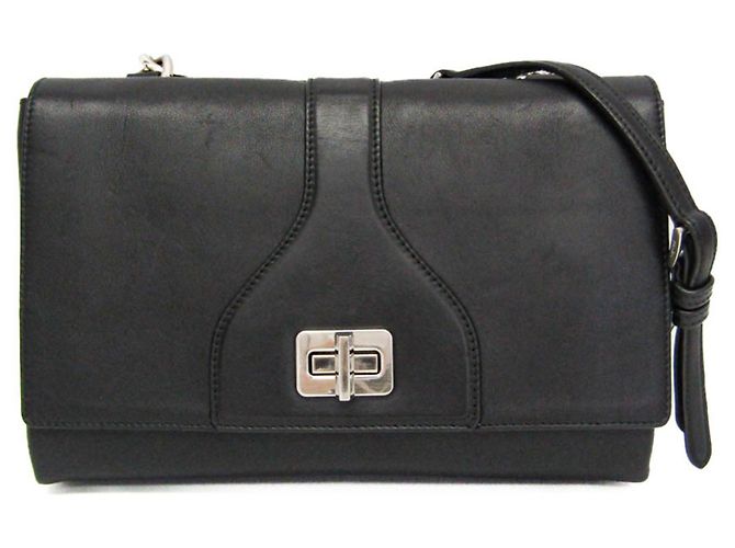 Double Bolsa de ombro com aba dupla e corrente Prada Preto