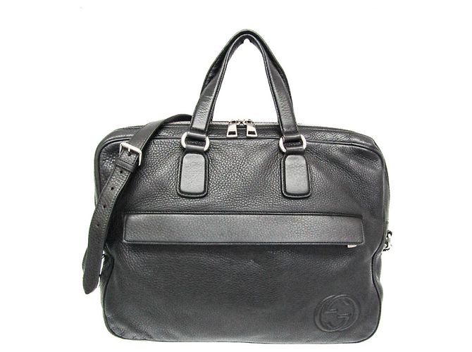 Valigetta in pelle da uomo Gucci Interlocking G Nero