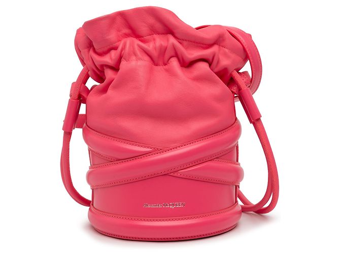 Borsa a secchiello The Soft Curve in pelle di vitello rosa Alexander McQueen