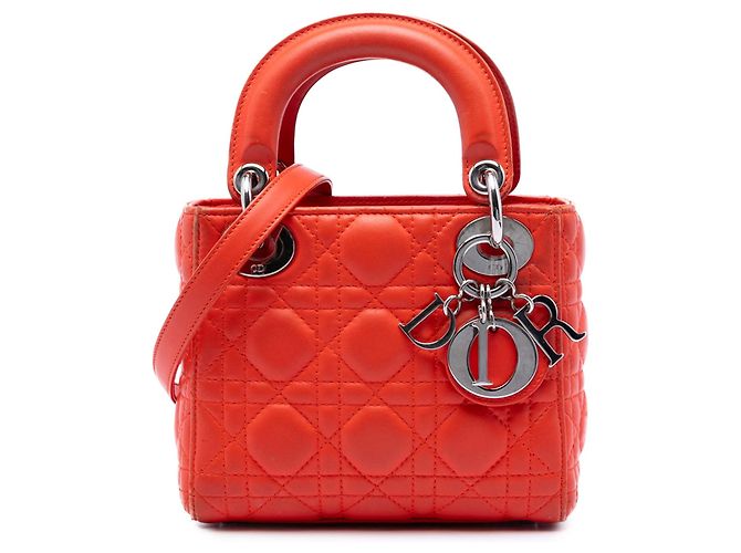 Lady Dior Mini en agneau cannage orange de Dior