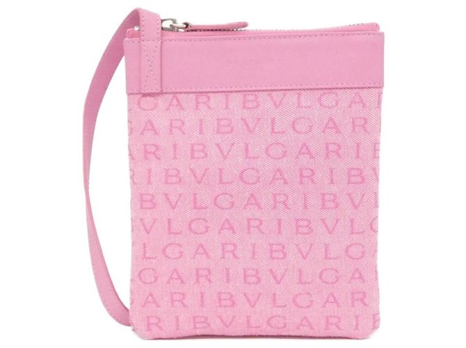 Bulgari Bolsa de ombro Bvlgari em lona rosa e couro