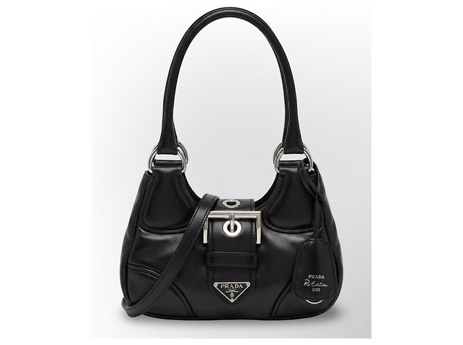 Prada Moon Re-Edition 2002 Handtasche aus schwarzem Leder