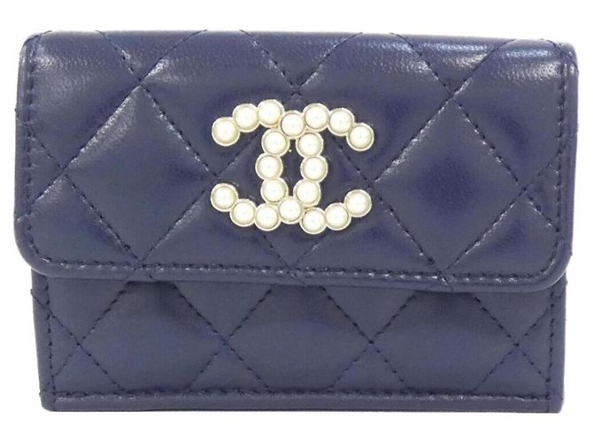 Chanel AP3808 Tri-Fold Wallet Navy blue