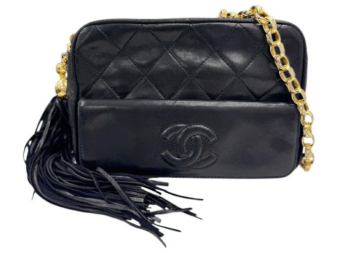 Camera Borsa a tracolla Chanel in agnello Nero