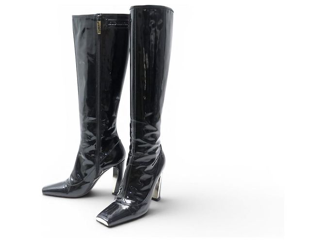 BOTAS LOUIS VUITTON SILHOUETTE 38 PUNTA CUADRADA CUERO NEGRO