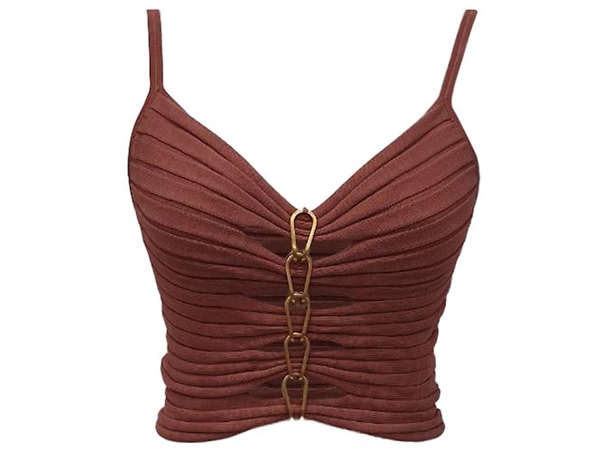 Autre Marque Top de alcinha Dion Lee Central Chain em viscose Old Rose Marrom Rosa