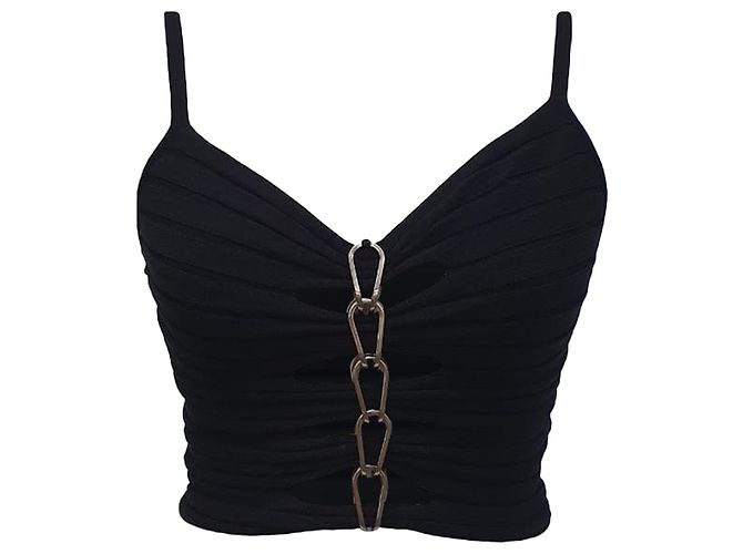 Autre Marque Dion Lee Central Chain Camisole Top aus schwarzer Viskose