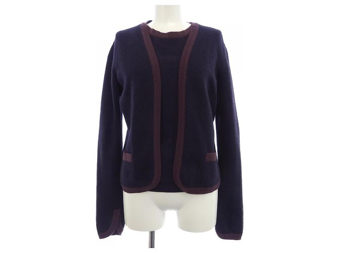 Chanel P20298V01207 Kaschmir-Ensemble Blau Marineblau