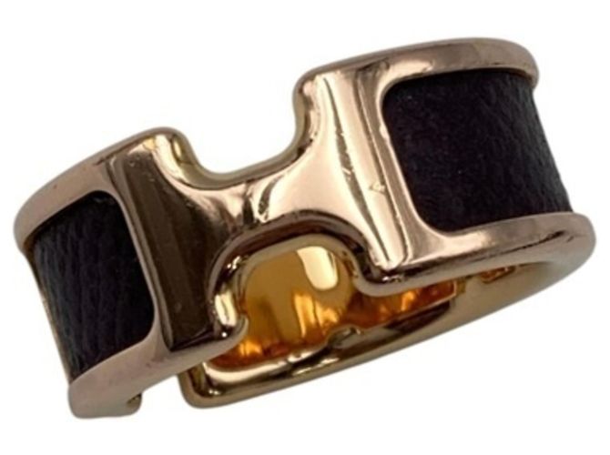 Hermès HERMES Olympe PM Lederring Gelb Dunkelbraun 