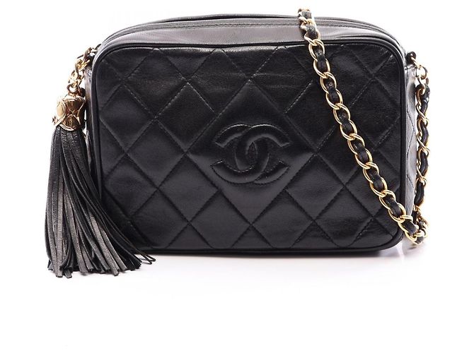 Borsa a Spalla Chanel Diamond Stitch Mini Tassel Nero