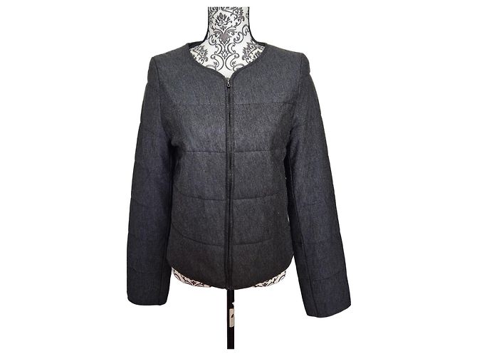 Autre Marque Majestic Filatures Jaqueta Acolchoada Cinza de Viscose