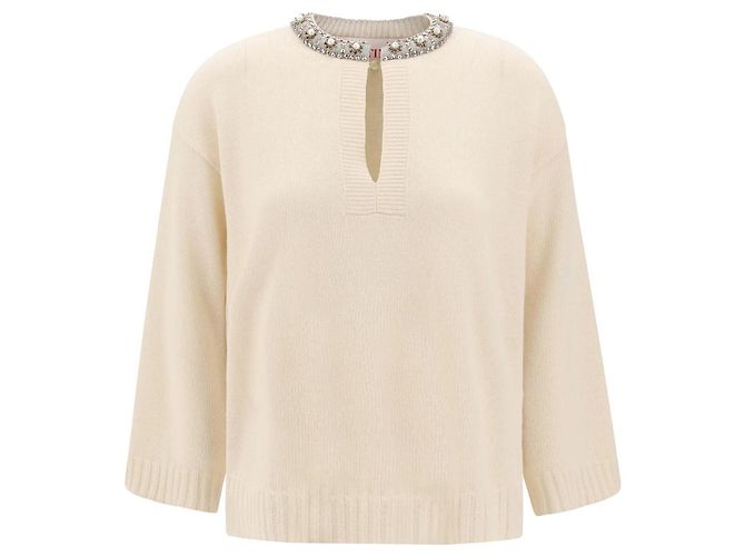 Valentino Strickpullover mit Perlenbesatz Roh 
