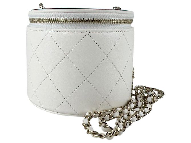 Chanel Leather Shoulder Bag Black White