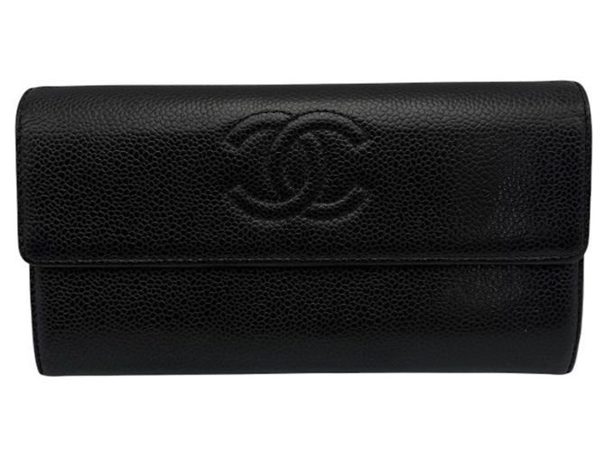 Chanel Caviar Leather Long Wallet Black