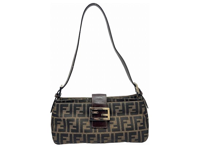 Borsa a tracolla a secchiello Fendi Zucca Mamma Marrone