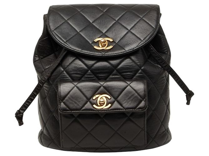 Chanel Matelassé Coco Mark Chain Backpack Black