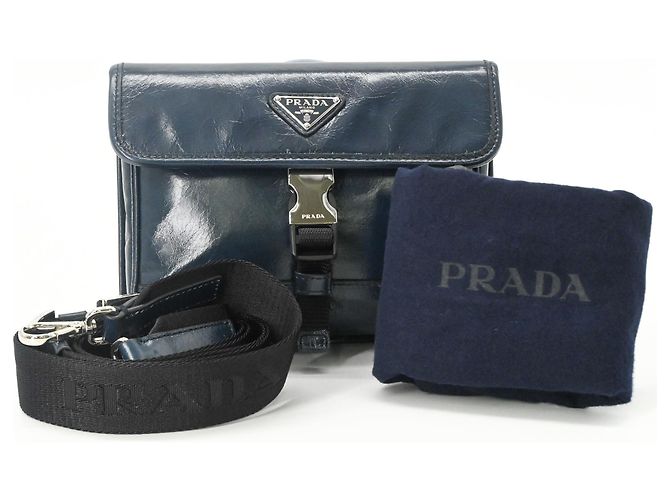 Borsa a tracolla in pelle Softlook Prada Blu navy