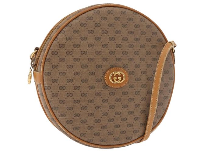 GUCCI Micro GG Supreme Schultertasche PVC Beige Gold Auth BA13154 Golden