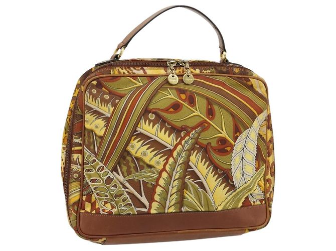 Borsa Salvatore Ferragamo in tela khaki e oro Auth BA13119 D'oro Cachi
