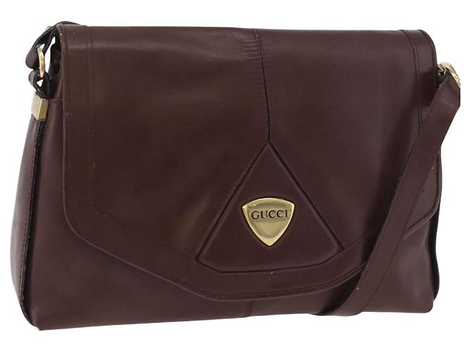 Borsa a Spalla GUCCI in Pelle Bordeaux Oro Auth 182475 D'oro Bordò
