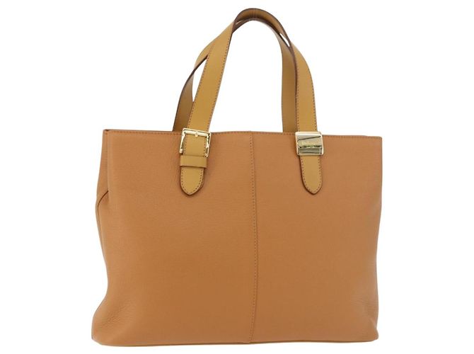 Bolsa de mão Burberry em couro marrom ouro Auth 182467 Dourado