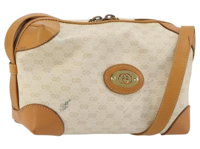 GUCCI Micro GG Supreme Schultertasche PVC Weiß Gold Auth 180109 Golden
