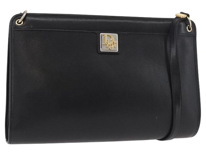 Borsa a Spalla Christian Dior in Pelle Nera e Oro Auth 182420 Nero D'oro