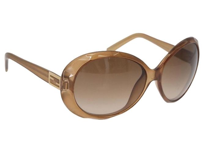 FENDI Sunglasses plastic Beige Auth BA13262