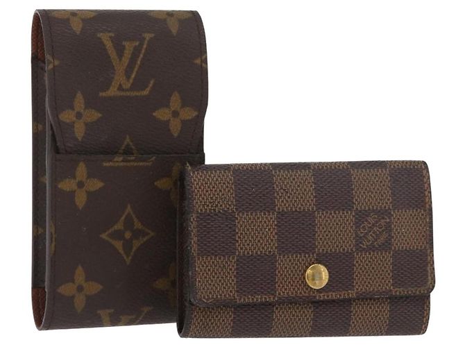 LOUIS VUITTON Monogram Damier Ebene Cigarette Case 2 Set LV Auth BA13056