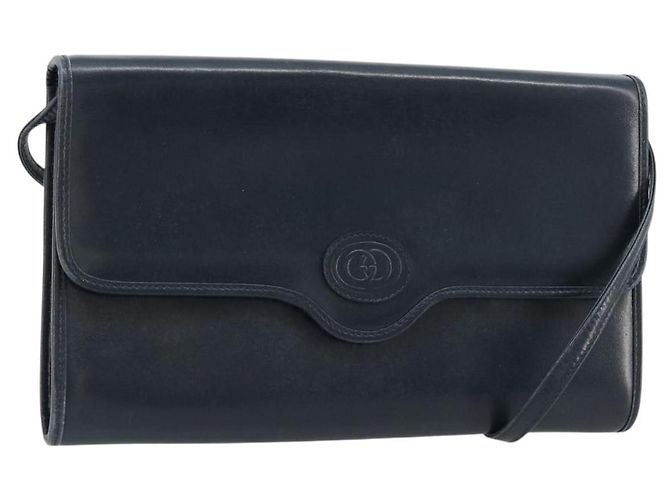 Borsa a tracolla GUCCI in pelle blu navy e oro Auth BA12947 D'oro