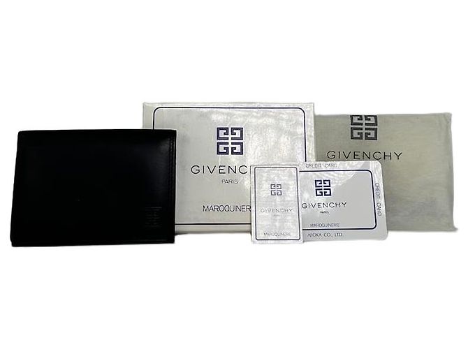 Vintage Givenchy Calf Leather Wallet Black Silver