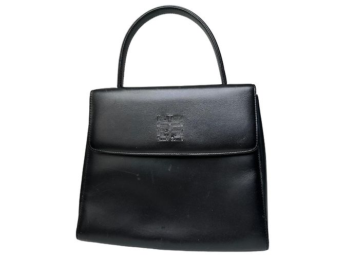 Vintage Givenchy Leather Shoulder Bag Black Silver