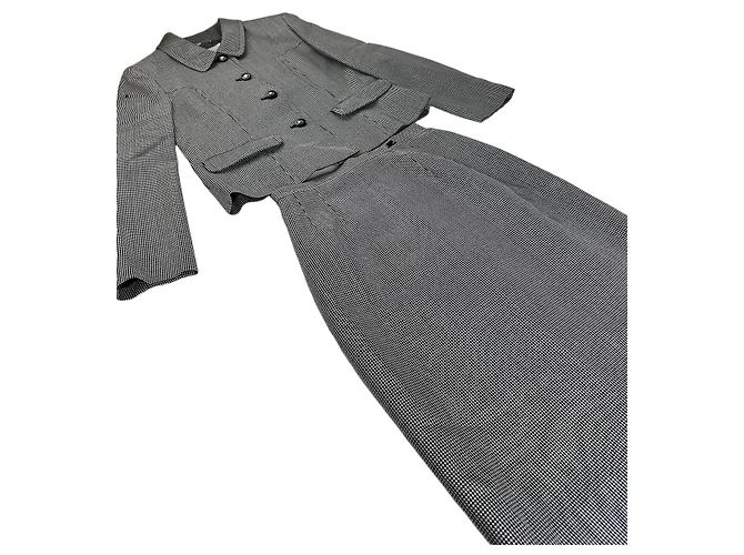 Vintage Courreges Karo-Blazer / Zweiteiler Schwarz Weiß M