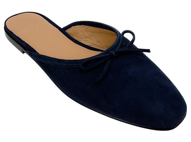 Autre Marque Ann Mashburn Navy Blue Suede Joy Mules