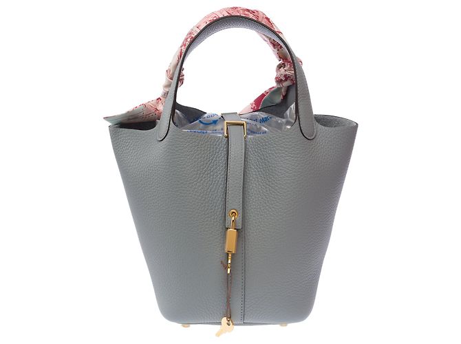 Hermès Sac HERMES Picotin en Cuir Gris - 103581