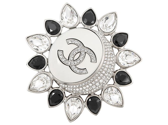 Spilla Chanel Coco Mark con strass Argento 