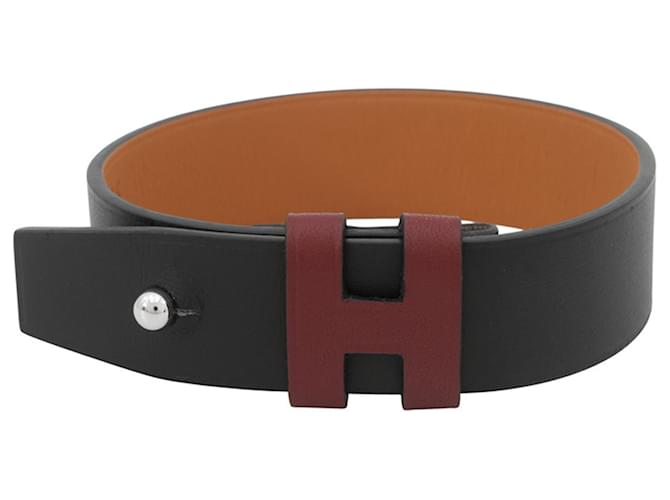 Hermès Hermes Black and Red Leather Charm Bracelet 