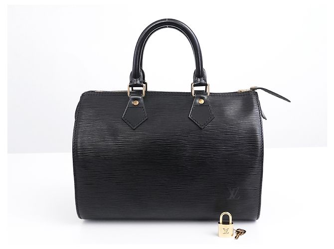Sac à main Louis Vuitton Speedy en cuir Epi 30 Noir