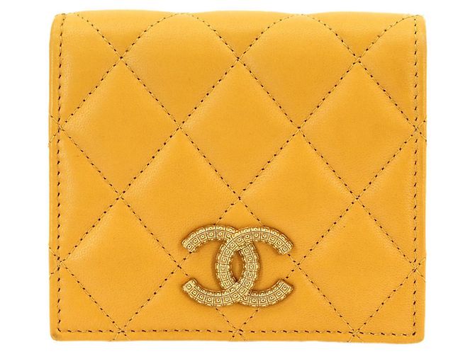 Chanel Matelassé Small Wallet Yellow Mustard