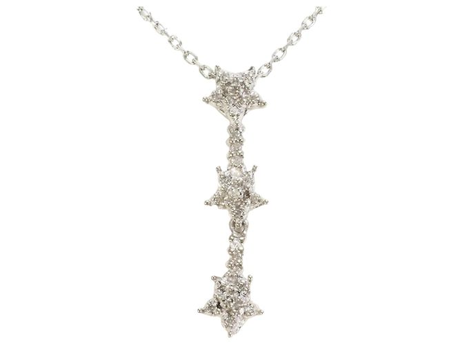 Autre Marque Collana in oro bianco 10K e platino con diamanti D'oro