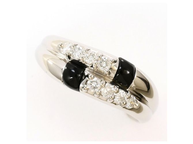 Autre Marque Platinring mit Onyx und Diamant